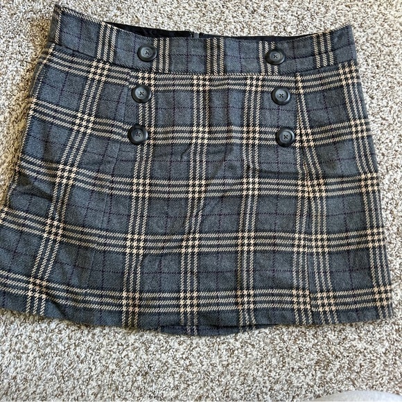 🦋 GAP Factory Grey Plaid Mini Skirt Preppy Office Formal School Girl Size 12 - Picture 1 of 7